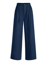 LOMON Womens Linen Pants Summer Wide Leg Cotton Pants Drawstring Elastic Waist Casual Loose Slacks Work Trousers with Pockets
