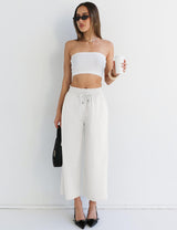 LOMON Women's Casual Wide Leg Pants Drawstring Elastic Waist Flowy Palazzo Pants with Pockets