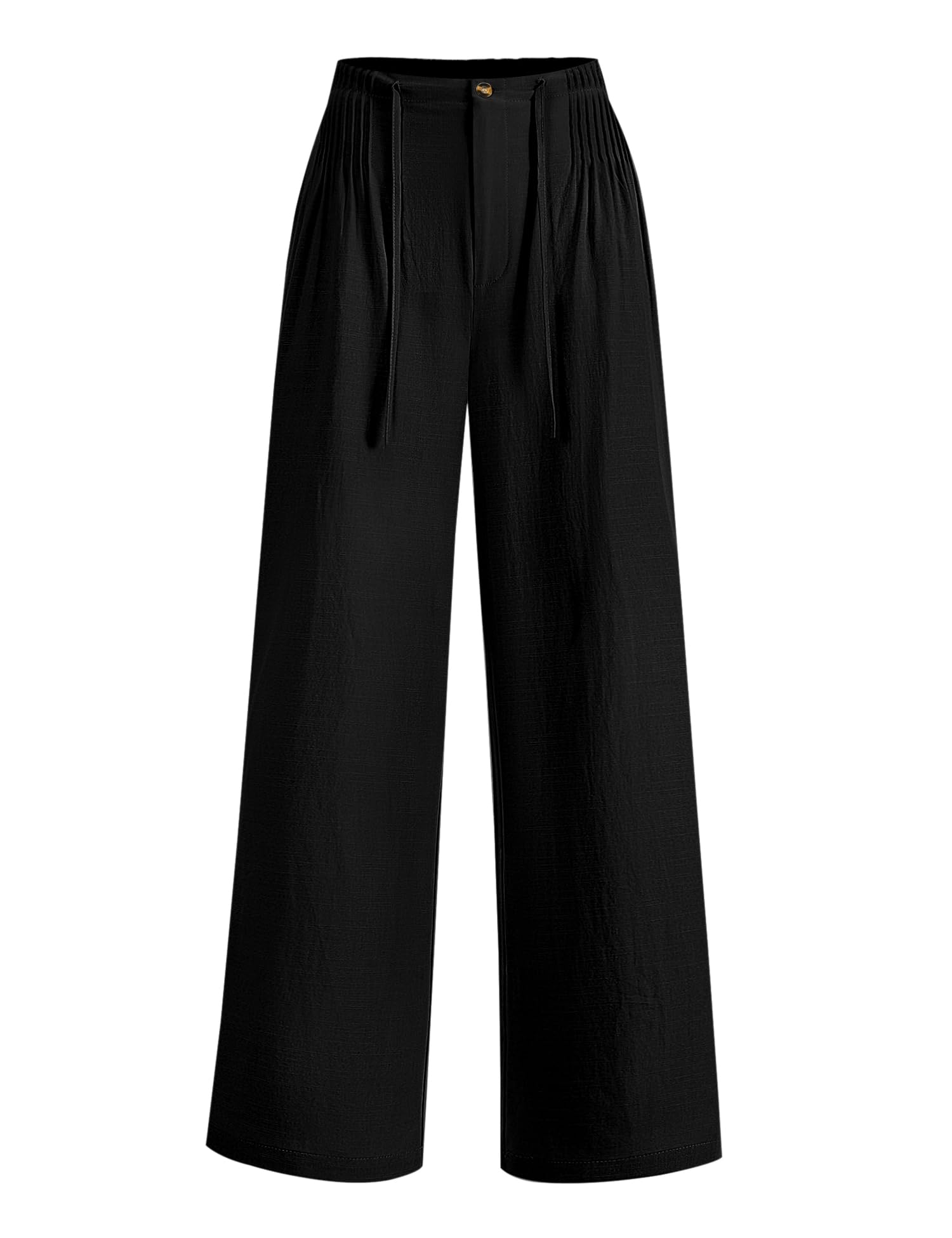 LOMON Womens Linen Pants Summer Wide Leg Cotton Pants Drawstring Elastic Waist Casual Loose Slacks Work Trousers with Pockets