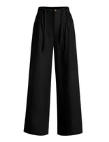 LOMON Womens Linen Pants Summer Wide Leg Cotton Pants Drawstring Elastic Waist Casual Loose Slacks Work Trousers with Pockets