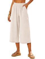 LOMON Women's Wide Leg Capri Pants Cropped Palazzo Summer Beach Vacation Casual Pants with Pockets