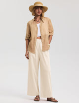 LOMON Cotton Linen Pants Women Wide Leg Palazzo Pants Beach Vacation Outfits Summer 2026 Flowy Clothes Trousers with Pockets