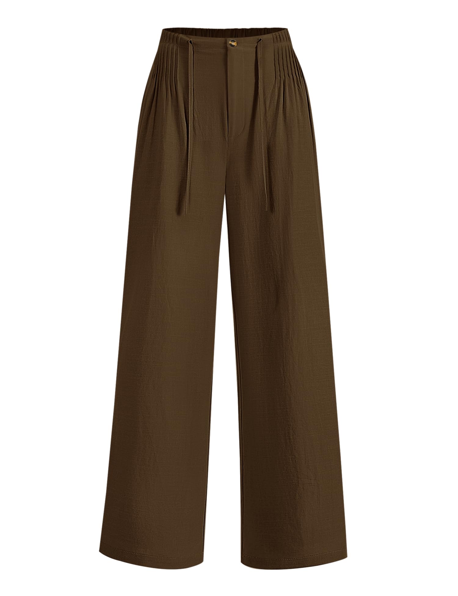 LOMON Womens Linen Pants Summer Wide Leg Cotton Pants Drawstring Elastic Waist Casual Loose Slacks Work Trousers with Pockets