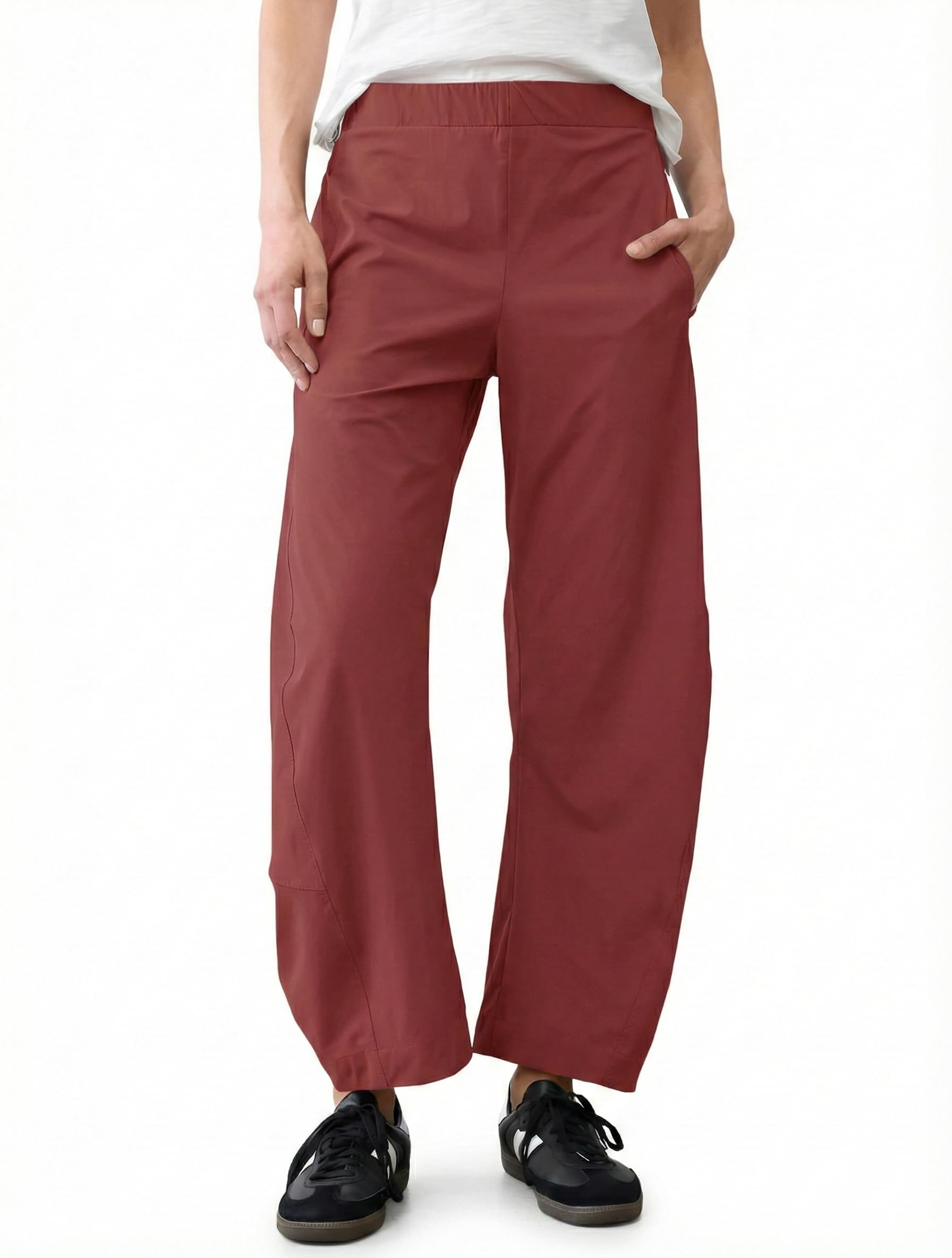 LOMON Wide Leg Barrel Pants for Women 27" Work Dress Casual Golf Loose Fit Crop Ankle Palazzo Slacks with Pockets Spring 2026