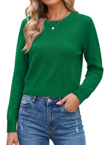 LOMON Women's Cropped Sweaters Crewneck Fall Clothes Long Sleeve Knit Tops