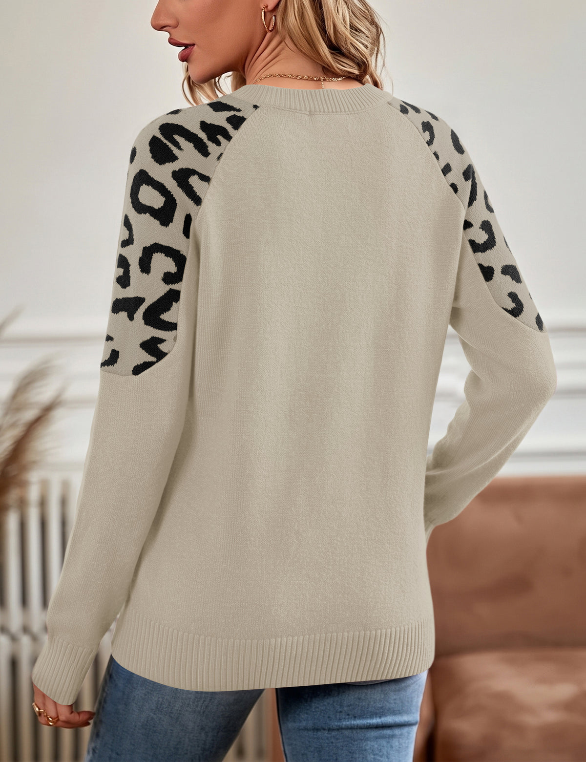 LOMON Sweaters for Women Crew Neck Long Sleeve Pullover Tops