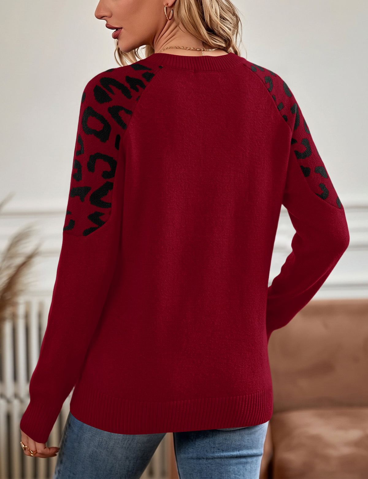 LOMON Sweaters for Women Crew Neck Long Sleeve Pullover Tops