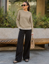 LOMON Womens Sweaters Cozy Long Sleeve Pullover Tops Faux Layered Sweaters