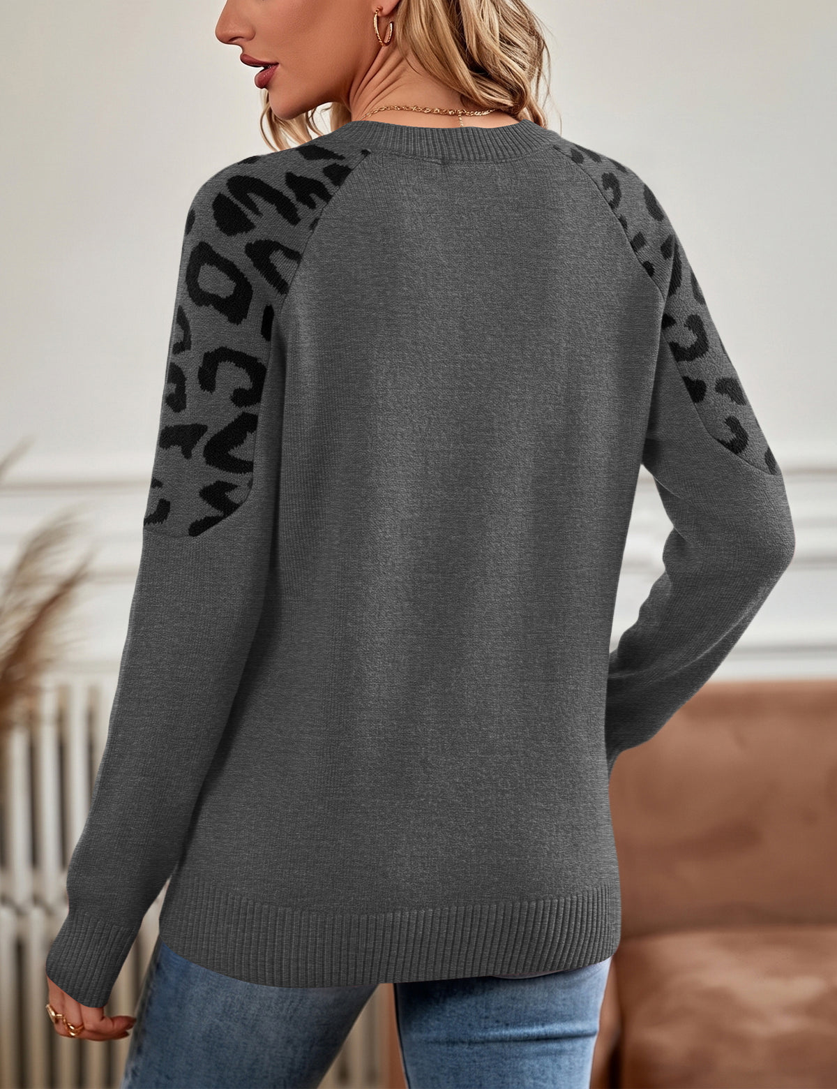 LOMON Sweaters for Women Crew Neck Long Sleeve Pullover Tops