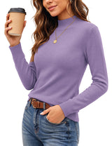 LOMON Women Mock Neck Sweater Long Sleeve Knit Pullover Soft Casual Tops