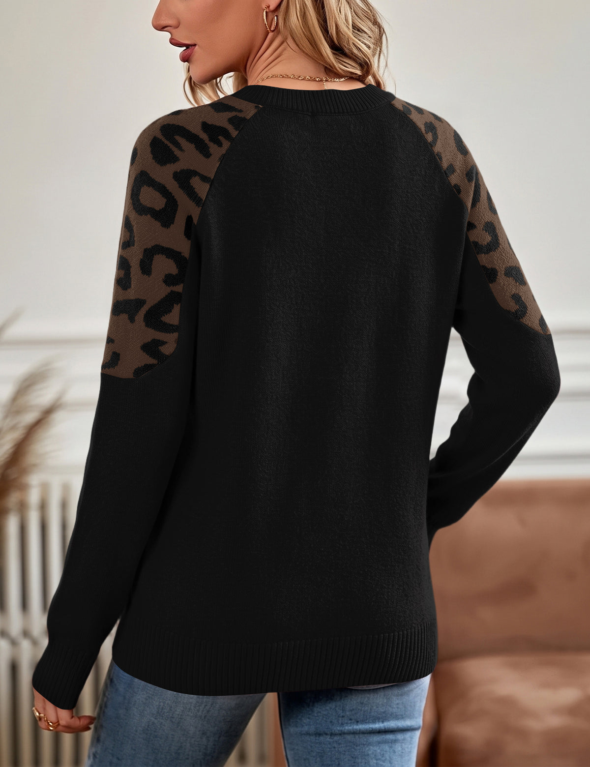 LOMON Sweaters for Women Crew Neck Long Sleeve Pullover Tops