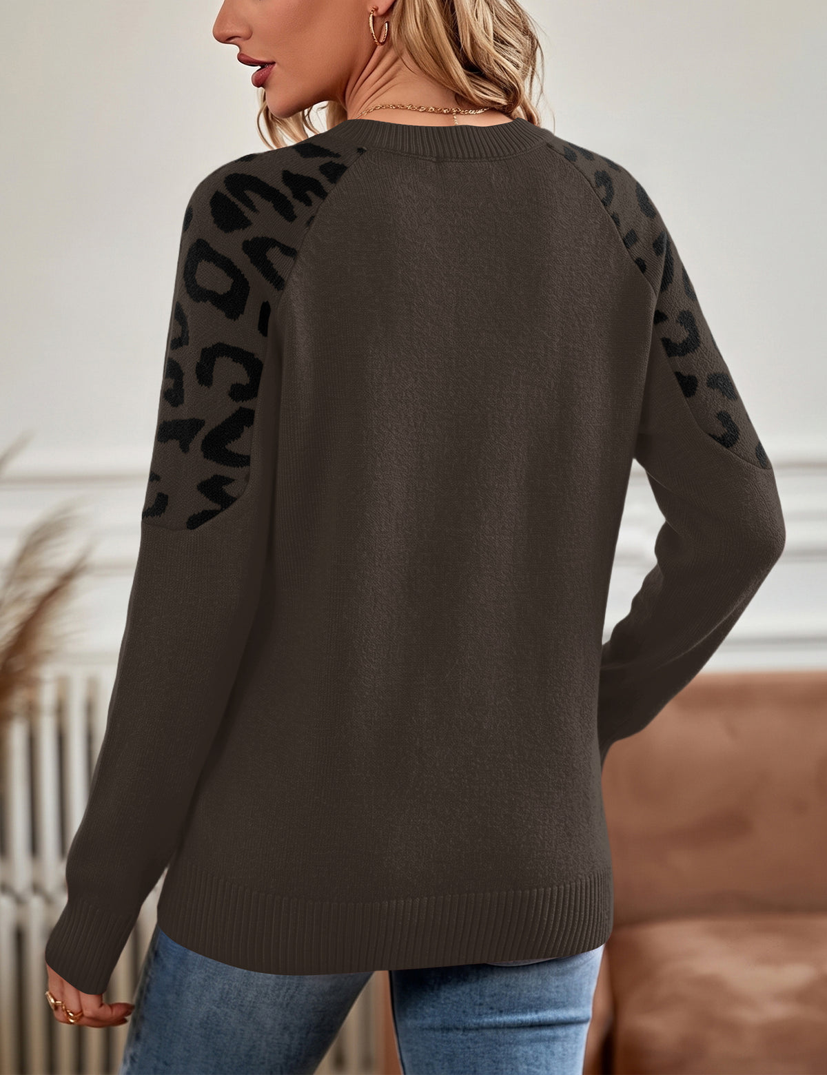 LOMON Sweaters for Women Crew Neck Long Sleeve Pullover Tops