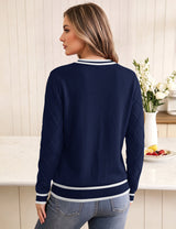 LOMON Women's Cable Knit Sweater Long Sleeve Crew Neck Fall Tops