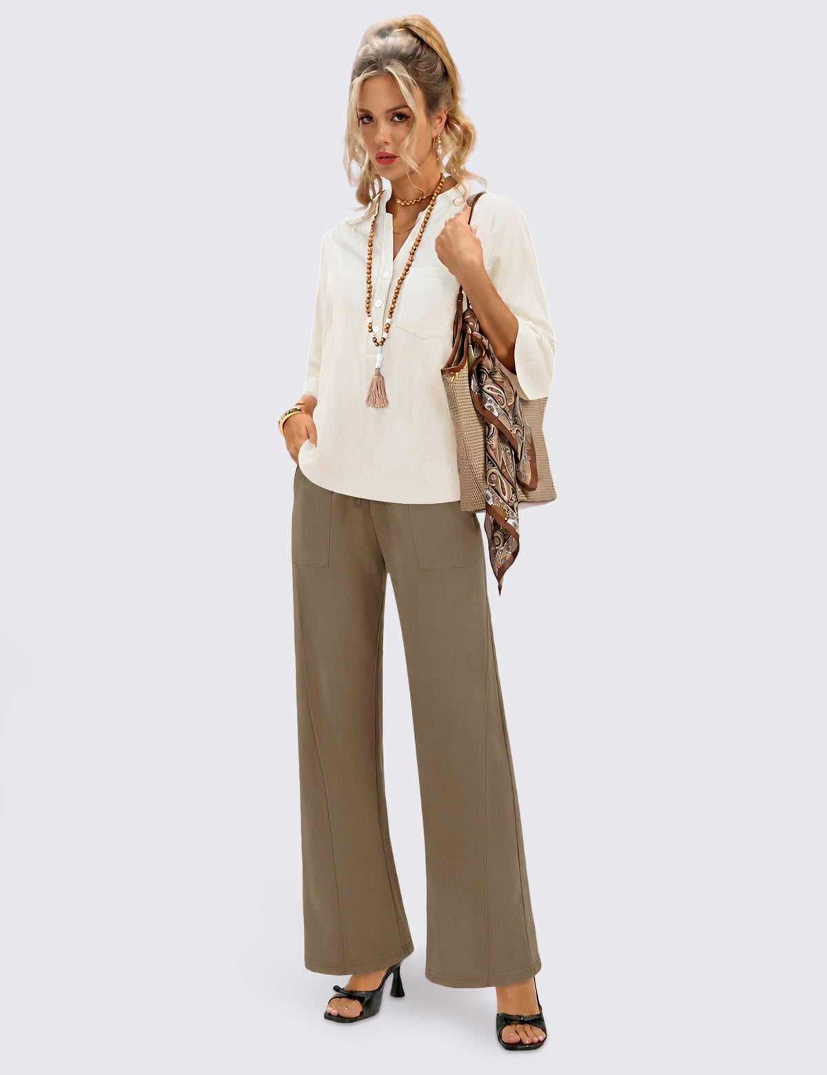 LOMON Wide Leg Sweatpants Women Fleece Fall Spring Sweat Pants