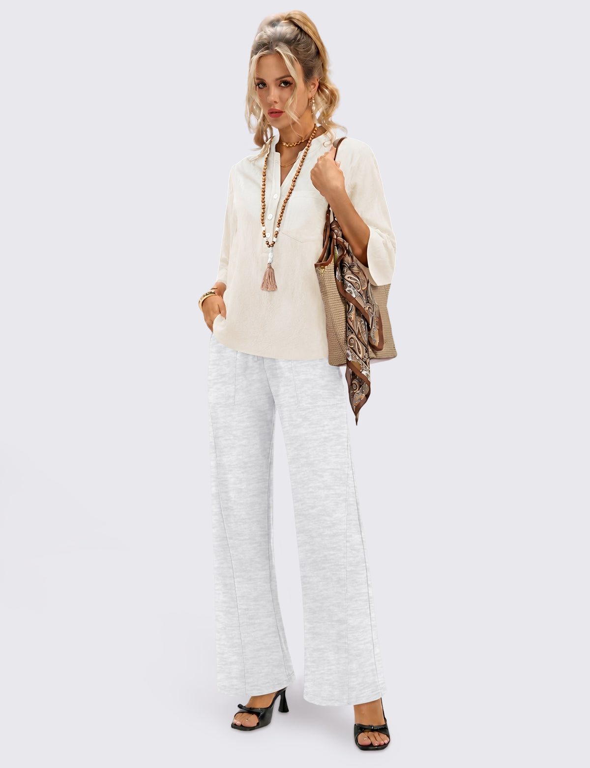 LOMON Wide Leg Sweatpants Women Fleece Fall Spring Sweat Pants