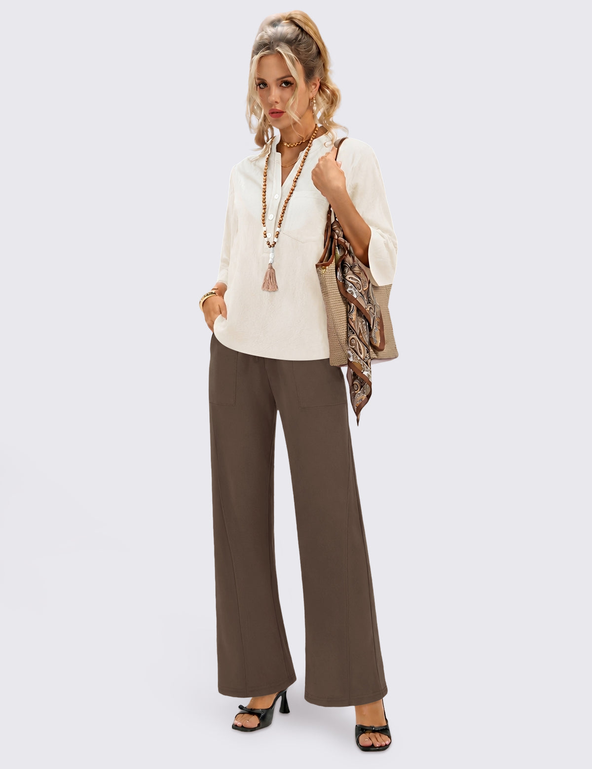 LOMON Wide Leg Sweatpants Women Fleece Fall Spring Sweat Pants