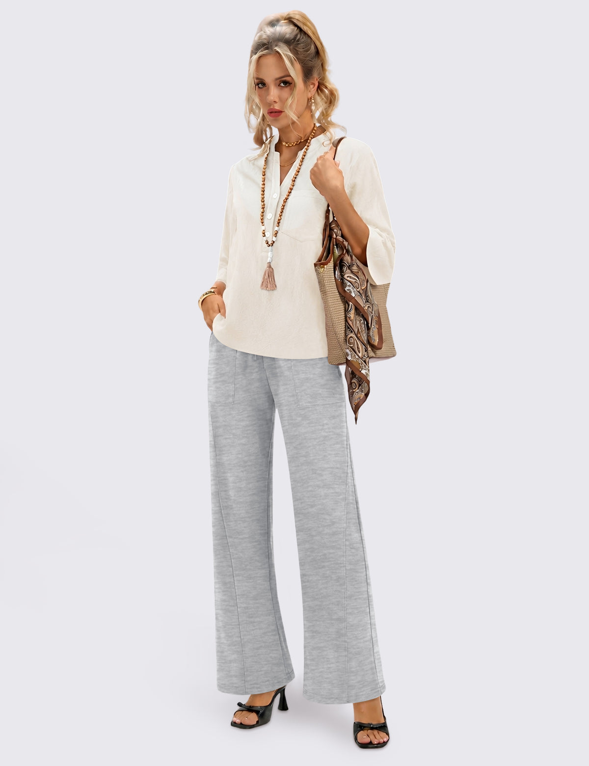 LOMON Wide Leg Sweatpants Women Fleece Fall Spring Sweat Pants