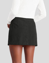 LOMON Women's Corduroy Mini Skirt with Built-in Shorts and a Low Rise Fit