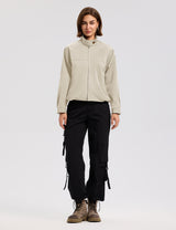 LOMON Jackets for Women Zip Up Funnel Neck Cropped Jackets With Pockets