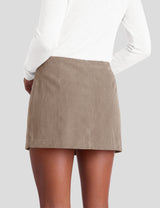 LOMON Women's Corduroy Mini Skirt with Built-in Shorts and a Low Rise Fit