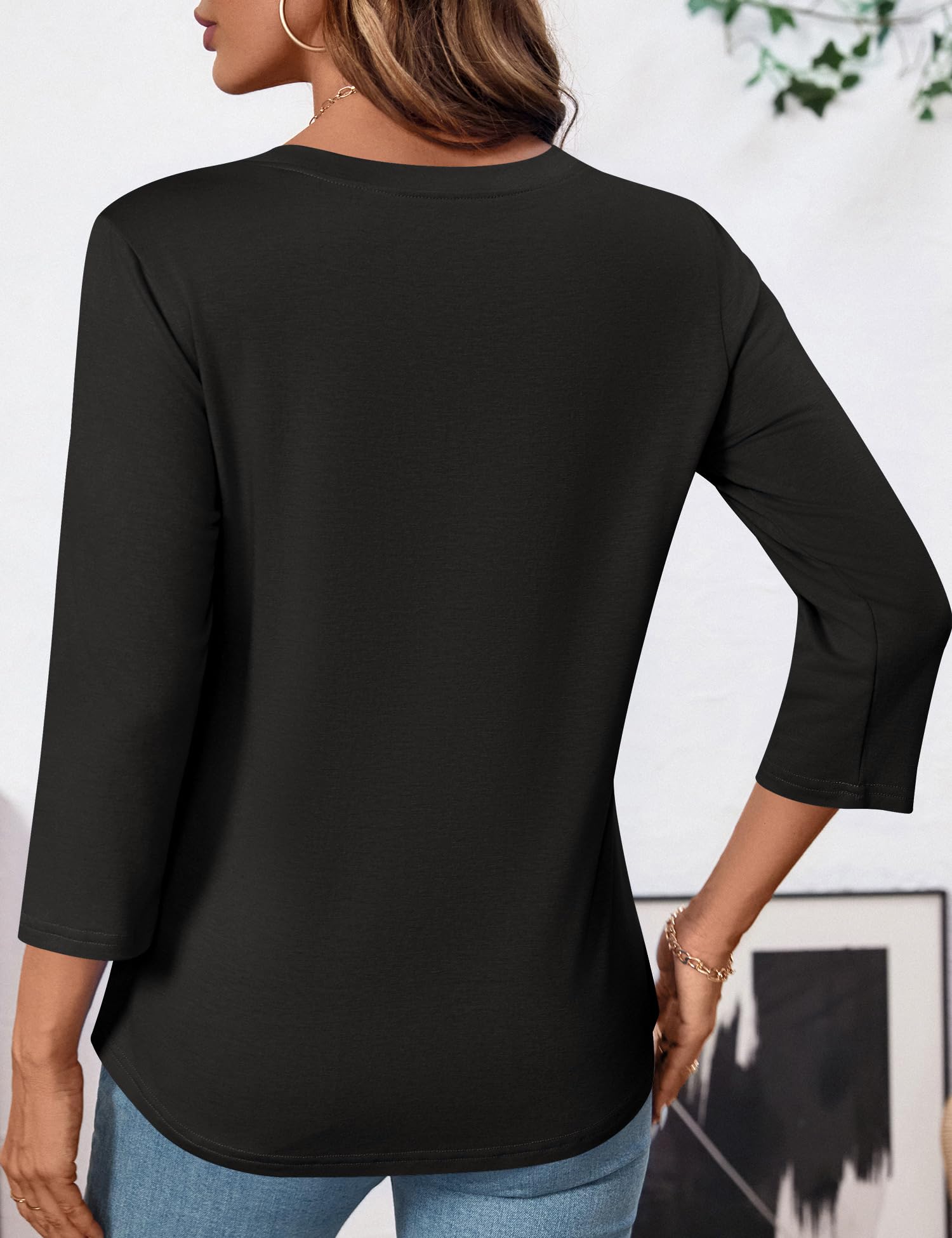 LOMON Womens 3/4 Length Sleeve Tops V Neck Business Casual Blouses Summer Tees Shirts 2026