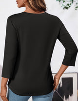 LOMON Womens 3/4 Length Sleeve Tops V Neck Business Casual Blouses Summer Tees Shirts 2026