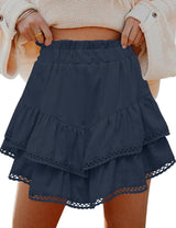 LOMON Flowy Skorts for Women Ruffle Tiered Skorts High Waist Mini Skirts Tennis Golf Crochet Casual Shorts