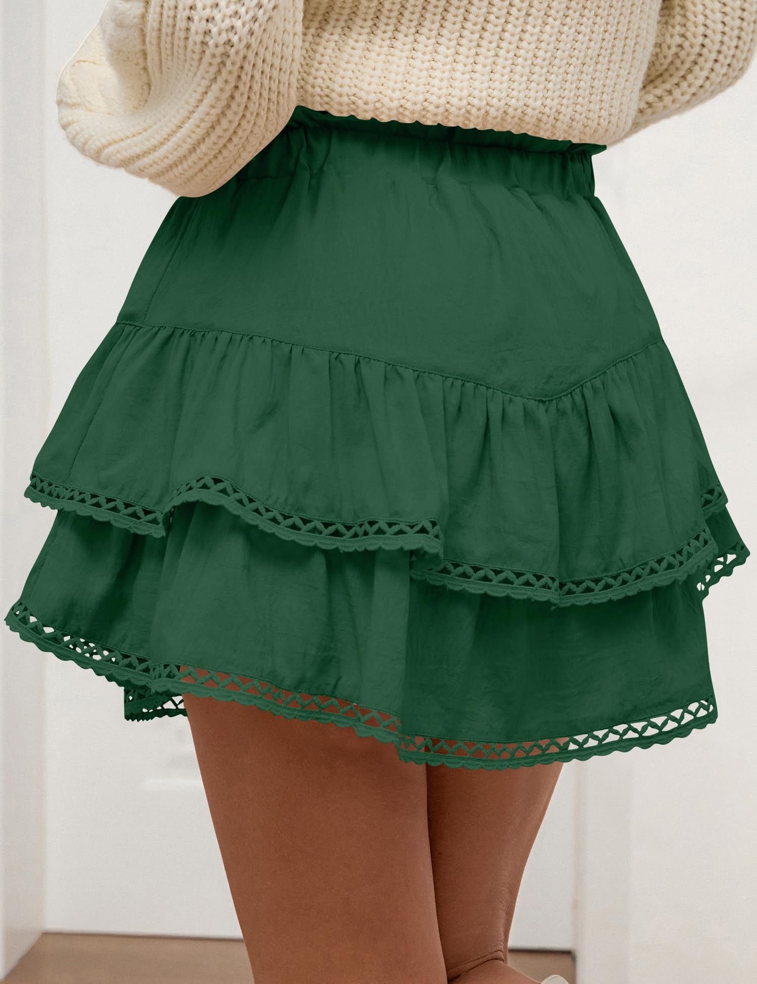 LOMON Flowy Skorts for Women Ruffle Tiered Skorts High Waist Mini Skirts Tennis Golf Crochet Casual Shorts