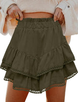 LOMON Flowy Skorts for Women Ruffle Tiered Skorts High Waist Mini Skirts Tennis Golf Crochet Casual Shorts