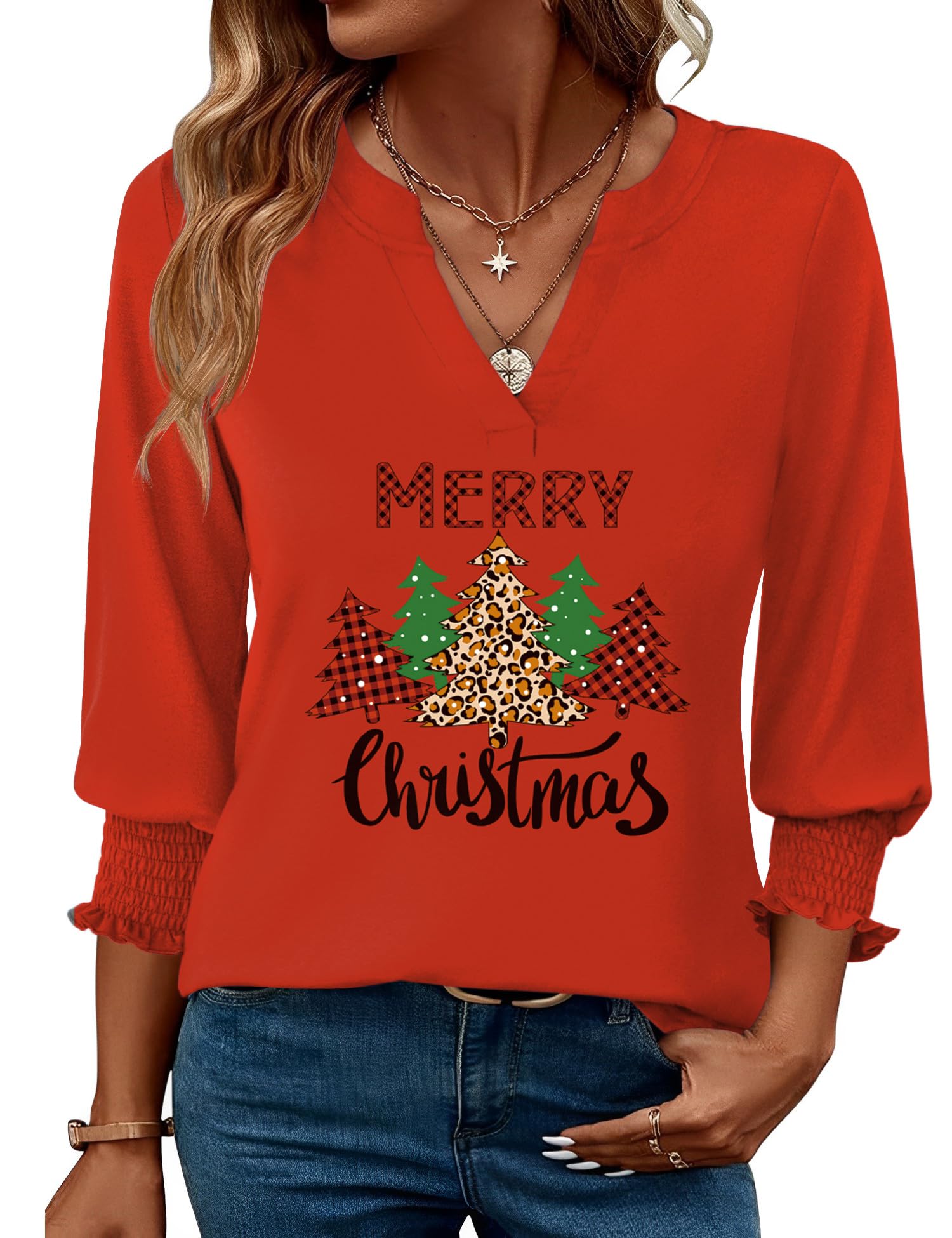 LOMON Women's 2026 Fashion Tops 3/4 Length Sleeve Business Casual Blouses Summer Tees Shirts S-4X