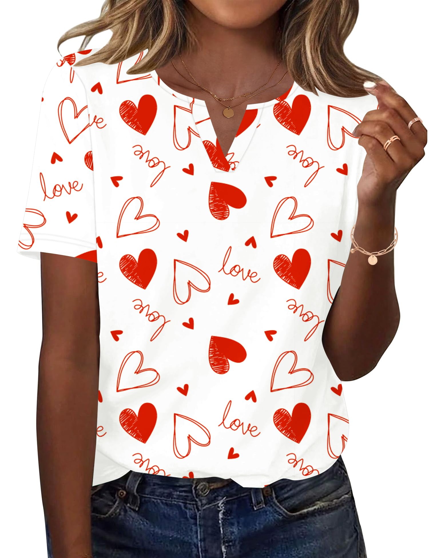 LOMON Womens Short Sleeve V Neck T Shirts Summer Tops Basic Tees Business Casual Blouses Trendy Fashion Clothes