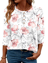 LOMON 3/4 Length Sleeve Womens Tops Dressy Casual Crewneck Pullover Tunics Summer Cute Blouses Fashion 2025 Tees Shirts