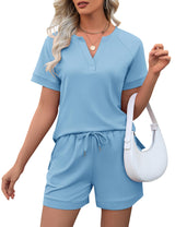 LOMON Womens Two Piece Sets Summer Lounge Sets Sweatsuit Shorts Set Casual Matching Sets