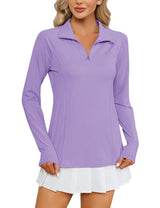 LOMON Women Long Sleeve Shirts Sun Protection 1/4 Zip Summer Quick Dry Hiking Shirts Quarter Zip Pullover for Women