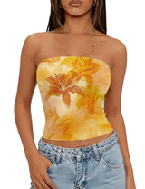 LOMON Summer Tube Tops for Women 2026 Y2k Sexy Going Out Crop Strapless Sleeveless Basic Fitted Bandeau Tank Top