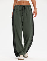 LOMON Pants for Women Wide Leg Side Striped Pants Drawstring Baggy Palazzo Work Trousers with Pockets