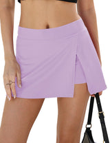 LOMON Mini Skirts for Women with Shorts Underneath Stretchy Bodycon Side Slit Sexy Y2K Club Date Night Going Out Outfits