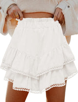 LOMON Flowy Skorts for Women Ruffle Tiered Skorts High Waist Mini Skirts Tennis Golf Crochet Casual Shorts