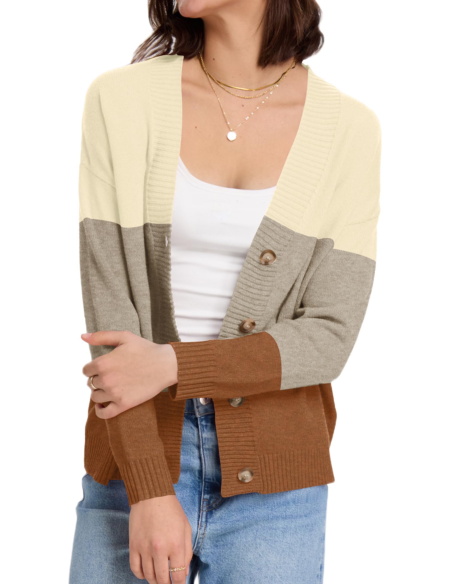 LOMON Women's Button Down Cardigan Sweaters Fall Long Sleeve Open Front Soft Cardigan Casual Loose Knit Coat Outerwear