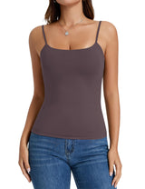 LOMON Padded Camisole Double Lined Tank Tops with Built in Bras Scoop Neck Womens Y2K Basic Going Out Cami Top