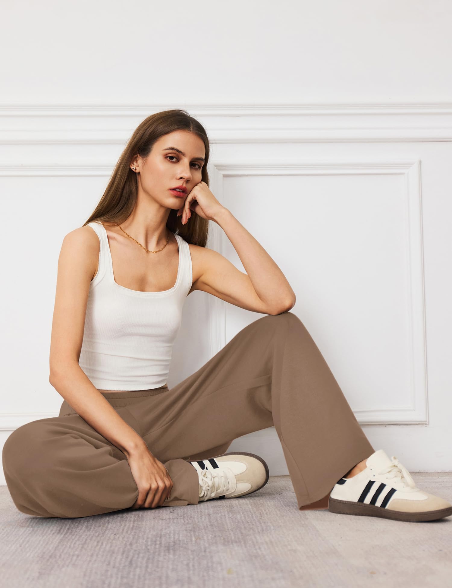 LOMON Womens Wide Leg Pants Travel Casual Lounge High Waist Flowy Palazzo Pants with Pocket Loose Spring Summer Clothing