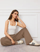 LOMON Womens Wide Leg Pants Travel Casual Lounge High Waist Flowy Palazzo Pants with Pocket Loose Spring Summer Clothing