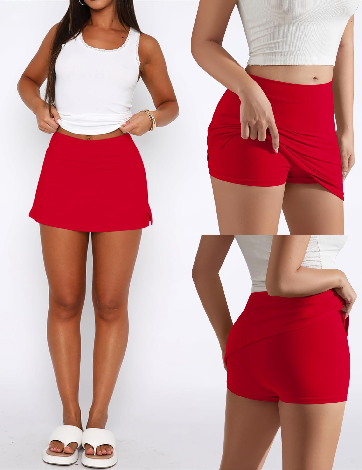 Lomon Y2k Mini Skirts for Women with Shorts Underneath Bodycon Skorts Sexy Club Date Night Outfits Trendy 2026 Streetwear