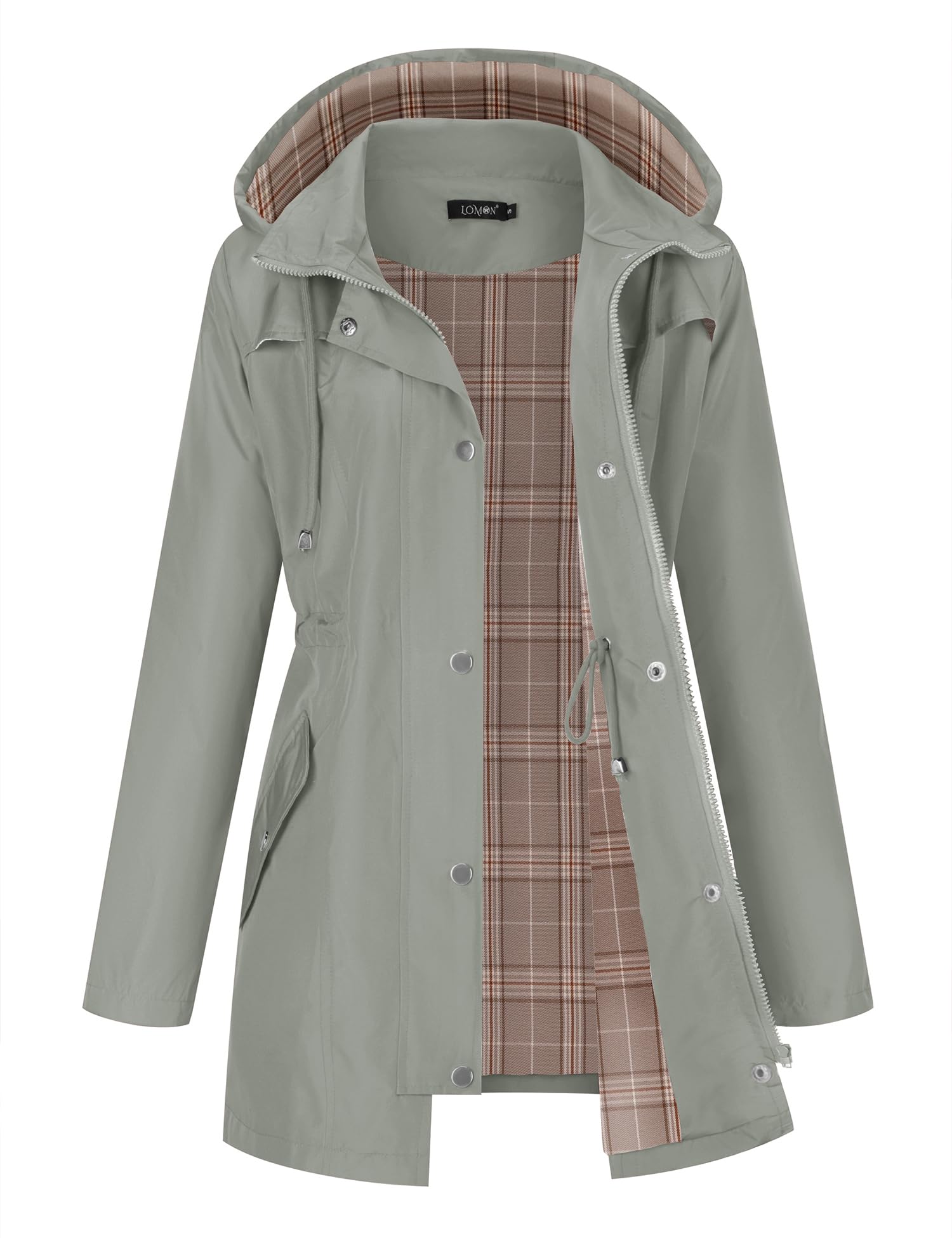 LOMON Women Waterproof Outdoor Hiking Raincoat Women Lined Rain Jacket Lightweight Hooded Jackets Trench Coats