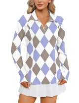 LOMON Women Long Sleeve Shirts Sun Protection 1/4 Zip Summer Quick Dry Hiking Shirts Quarter Zip Pullover for Women