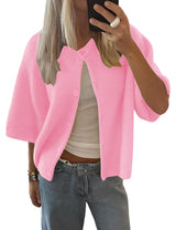 Lomon Womens Spring Summer Short Sleeve Cardigan Sweaters Trendy Crew Neck Button Down Lightweight Knit Outfit Y2k Clothes
