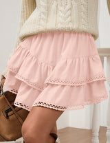 LOMON Flowy Skorts for Women Ruffle Tiered Skorts High Waist Mini Skirts Tennis Golf Crochet Casual Shorts