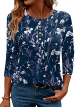 LOMON 3/4 Length Sleeve Womens Tops Dressy Casual Crewneck Pullover Tunics Summer Cute Blouses Fashion 2025 Tees Shirts