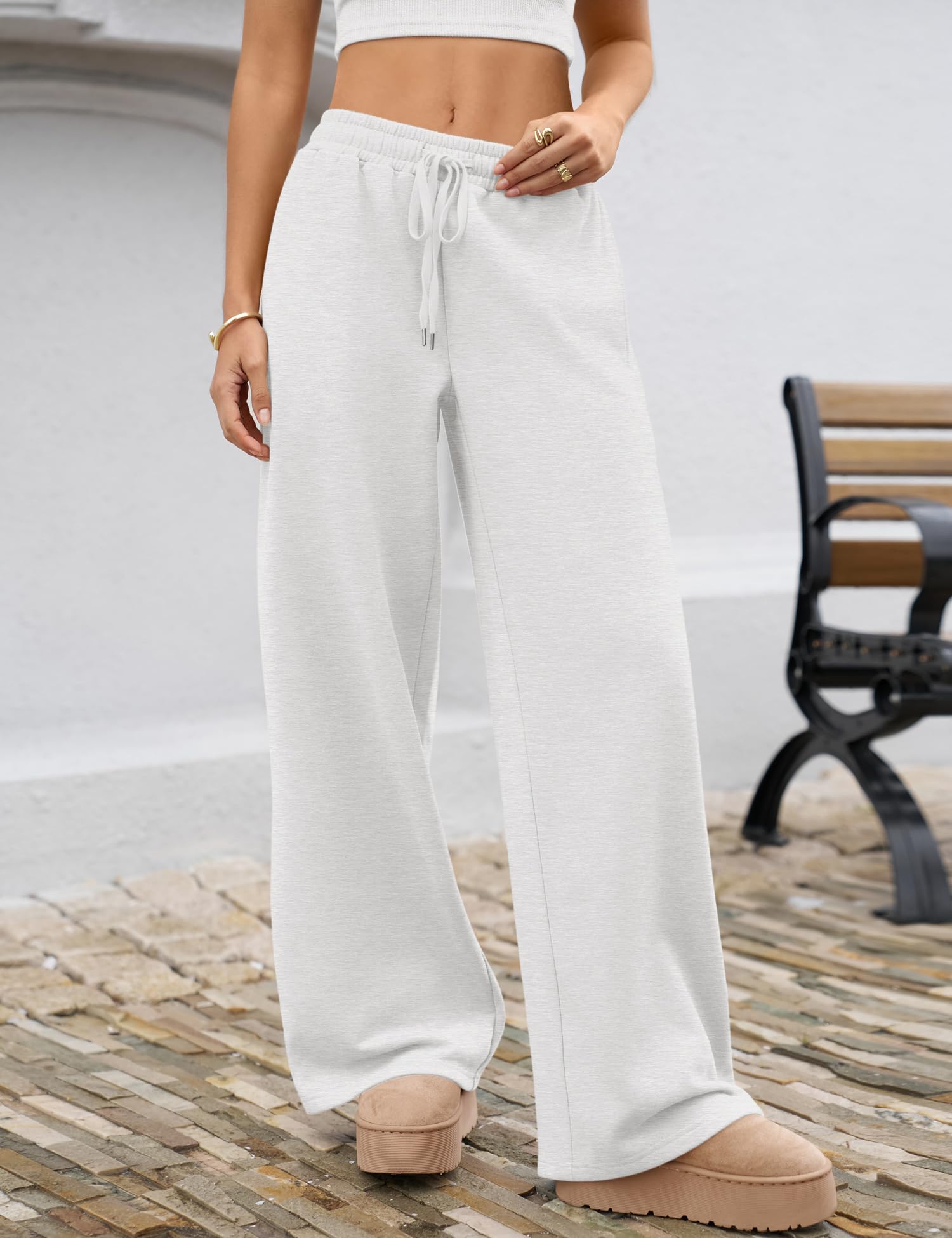 LOMON Women's Sweatpants Wide Leg Fleece Lined Sweat Pants Spring Winter Clothes 2026 Baggy Drawstring Joggers with Pockets