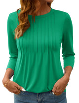 LOMON Women's 3/4 Length Sleeve Tops Crew Neck Dressy Casual Blouses Summer Tees Shirts